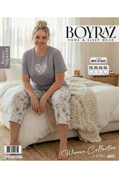 BOYRAZ BPS-01825 Γυναικείο Σετ Κάπρι με Κοντά Μανίκια σε Μεγάλο Μέγεθος