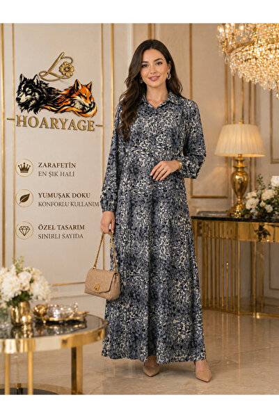 hoaryage 100% βαμβακερό βισκόζι με ζώνη στη μέση, γιακά, μακρυμάνικο, με κουμ...