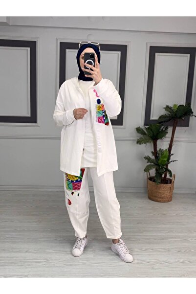 Butik Kardelen Σετ δύο τεμαχίων με κουκούλα και κεντημένα στολίδια από πέτρα