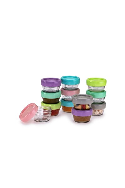 Melii SET OF 12 GLASS BABY FOOD CONTAINERS, MELII, 59 ML