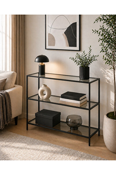 Trendmiz Prime Modern 3 Katlı şeffaf Camlı Metal Dresuar – Dar Alanlar İçin Ş...