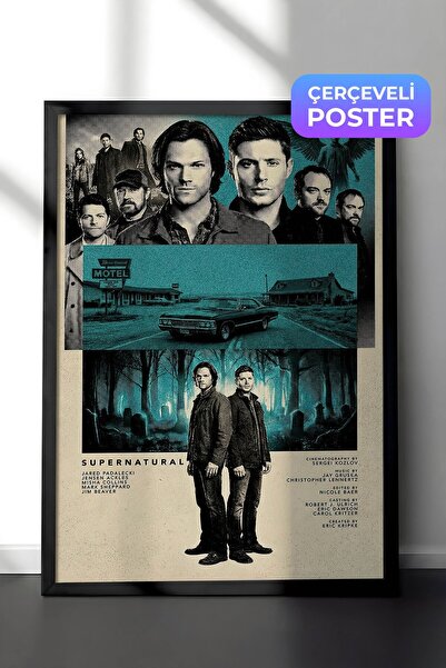 Postifull Supernatural Siyah Çerçeveli Poster, Sinema ve Dizi Tablo, Film Diz...