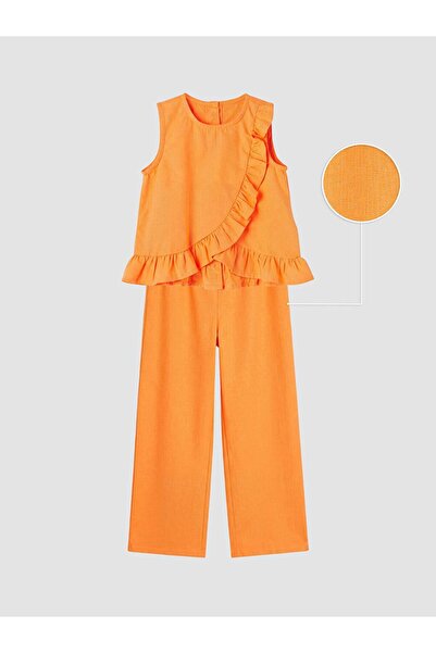 LC Waikiki Lcw Kids Ruffle Girl Blouse and Trousers
