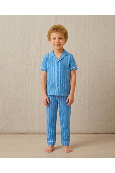 voyyo kids baby Σετ πιτζάμες για αγόρια με ριγέ λαιμόκοψη, καλοκαιρινό, κοντο...