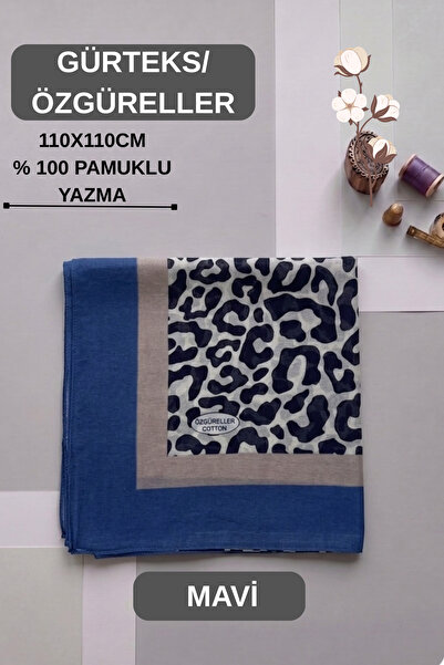 ÖZGÜRELLER Özgüreller, 110x110 cm Leopar Desen Yazma,%100 Pamuklu Hediyelik T...