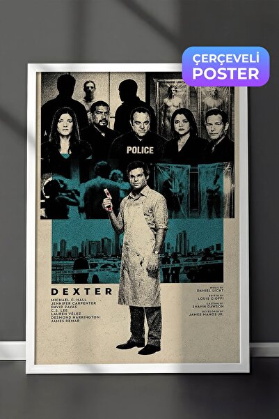 Postifull Dexter Beyaz Çerçeveli Poster, Sinema ve Dizi Tablo, Film Dizi Afiş...