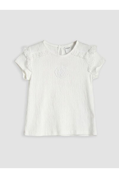 LC Waikiki LCW Kids Crew Neck Embroidered Girls' T-Shirt