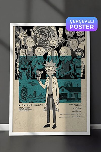 Postifull Rick and Morty Beyaz Çerçeveli Poster, Sinema ve Dizi Tablo, Film D...
