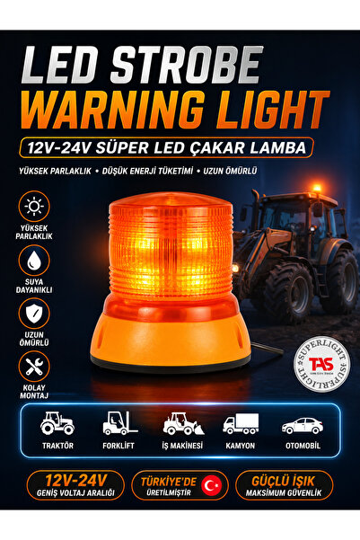 TR 2V-24V LED Çakar Lamba Turuncu Işıklı Strobe Uyarı Lambası TAS-060
