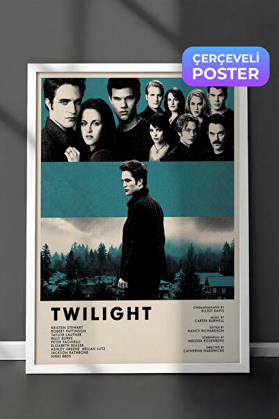 Postifull Twilight Beyaz Çerçeveli Poster, Sinema ve Dizi Tablo, Film Dizi Af...