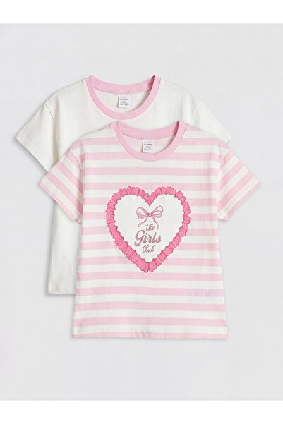 LC Waikiki Lcw Baby Crew Neck Printed Girls' T-Shirt 2-Pack