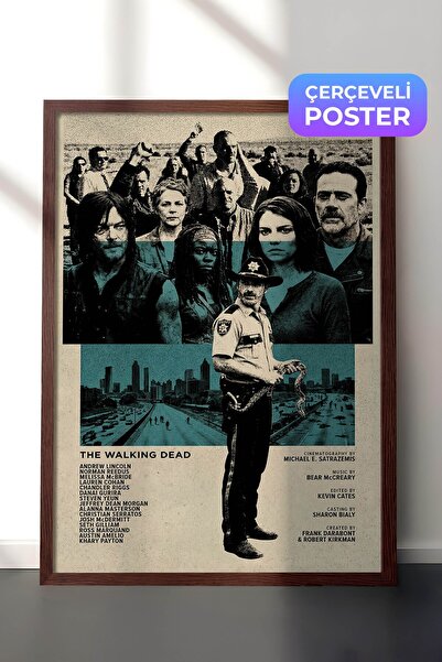 Postifull The Walking Dead Kahverengi Çerçeveli Poster, Sinema ve Dizi Tablo,...