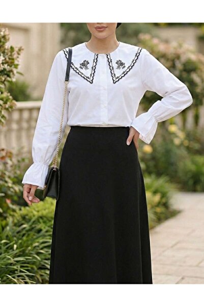 Lavanta Tekstil Πουκάμισο με κέντημα σε στυλ ναυτικού γιακά