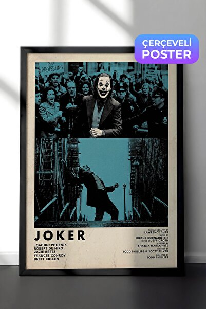 Postifull Joker Siyah Çerçeveli Poster, Sinema ve Dizi Tablo, Film Dizi Afişl...