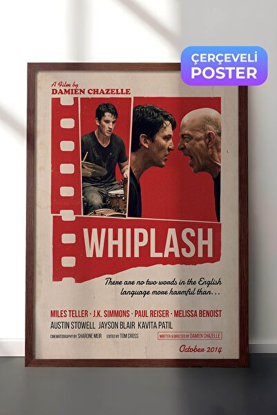 Postifull Whiplash Kahverengi Çerçeveli Poster, Sinema ve Dizi Tablo, Film Di...