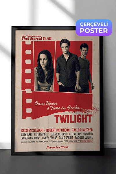 Postifull Twilight Siyah Çerçeveli Poster, Sinema ve Dizi Tablo, Film Dizi Af...