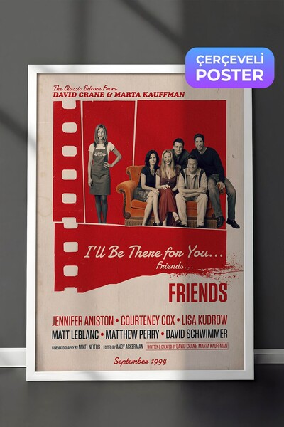 Postifull Friends Beyaz Çerçeveli Poster, Sinema ve Dizi Tablo, Film Dizi Afi...