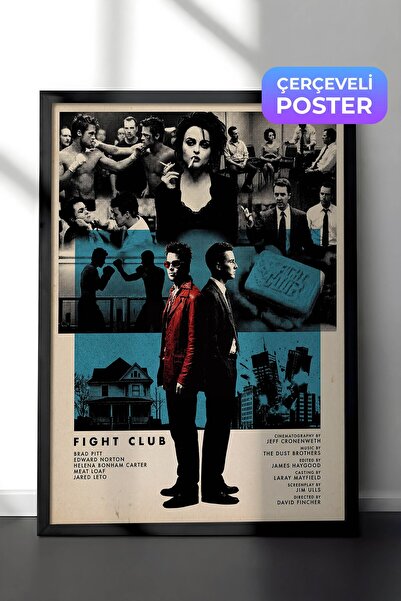 Postifull Fight Club Siyah Çerçeveli Poster, Sinema ve Dizi Tablo, Film Dizi ...