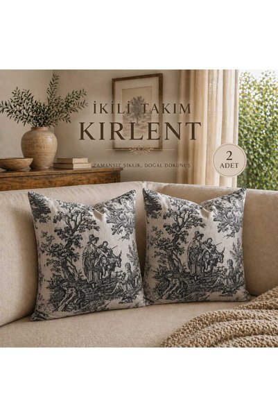 HOME ART ATELIER hand made Vintage Desenli Dekoratif 2'Li Yastık Kırlent Kılı...