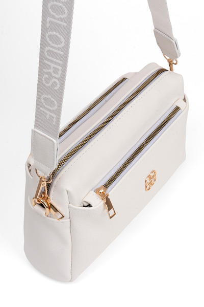 macsoo Γυναικεία λευκή τσάντα ώμου με 3 θήκες, με επένδυση και ρυθμιζόμενο λο...