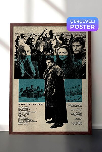 Postifull Game of Thrones Kahverengi Çerçeveli Poster, Sinema ve Dizi Tablo, ...