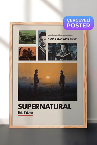 Postifull Supernatural Ahşap Çerçeveli Poster, Sinema ve Dizi Tablo, Film Diz...