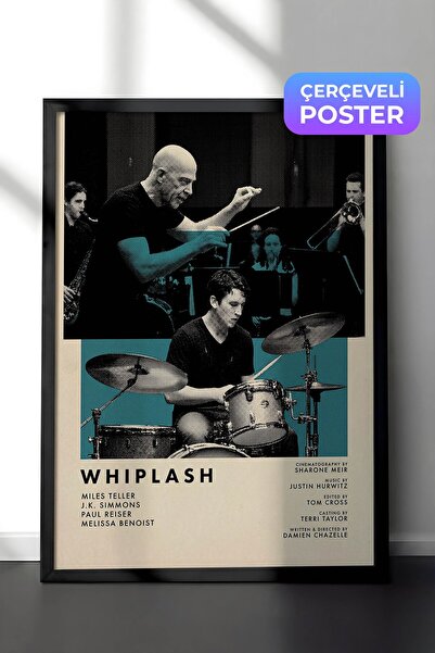 Postifull Whiplash Siyah Çerçeveli Poster, Sinema ve Dizi Tablo, Film Dizi Af...