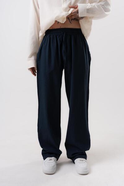 Respire Ανδρικό υφασμάτινο παντελόνι μουσελίνας σε μπλε ναυτικό χρώμα