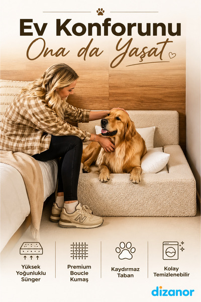 Dizanor SoftNest 3in1 Modüler Köpek Yatağı– Ortası Bombeli, Sünger Dolgulu, A...