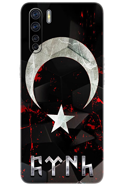 Ceppare Oppo A91 / Reno 3 Uyumlu Kılıf Desen Baskılı Silikon Ay Yıldız Göktür...
