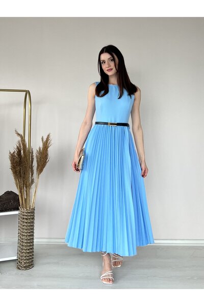 Klex Belt Detailed Pleated Dress 5015