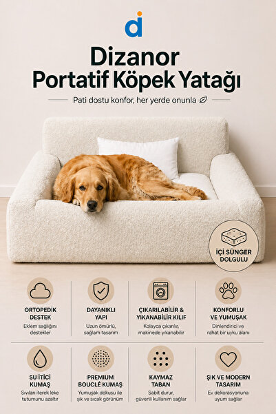 Dizanor SoftNest 3in1 Modüler Köpek Yatağı– Ortası Bombeli, Sünger Dolgulu, Anti - Slip Tabanlı ve Yastıklı Konfor Seti
