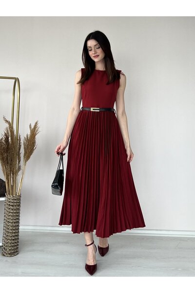Klex Belt Detailed Pleated Dress 5015