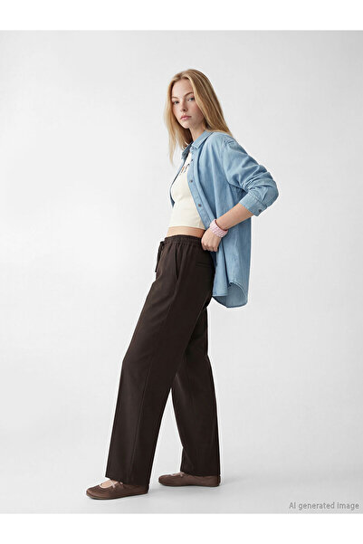 LC Waikiki YK PLUS Γυναικείο Παντελόνι με Ελαστική Μέση και Μείγμα Λινών