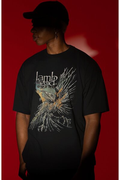 SEVBANO Μπλουζάκι Unisex Oversize με στάμπα μπροστά της μουσικής μπάντας Lamb...