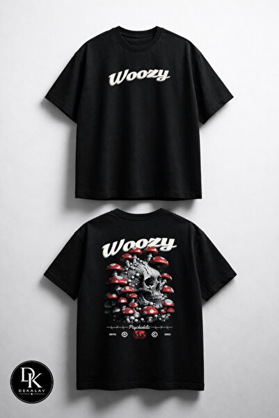 Unısex Erkek/Kadın Woozy Özel Baskılı Oversize Pamuklu Bisiklet Yaka T-Shirt