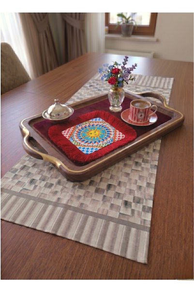 nunuteks evinizi renklendirin Coffee-Colored Fabric Presentation Napkin |   Tasseled Presentation Napkin