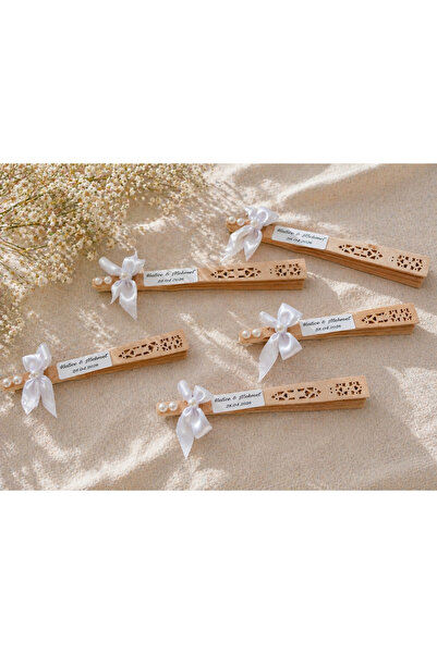 Luxora Gift Kişiye Özel Ahşap Yelpaze Nikah, Düğün, Nişan,Doğum Hediyelik 10 ...