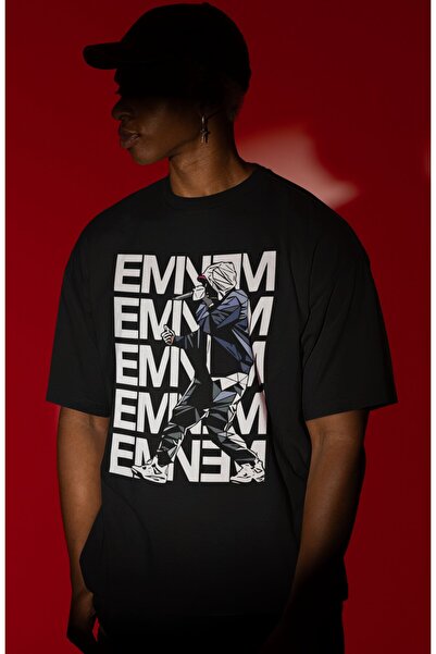 SEVBANO Tricou oversize unisex cu imprimeu frontal Eminem Rapper Singer