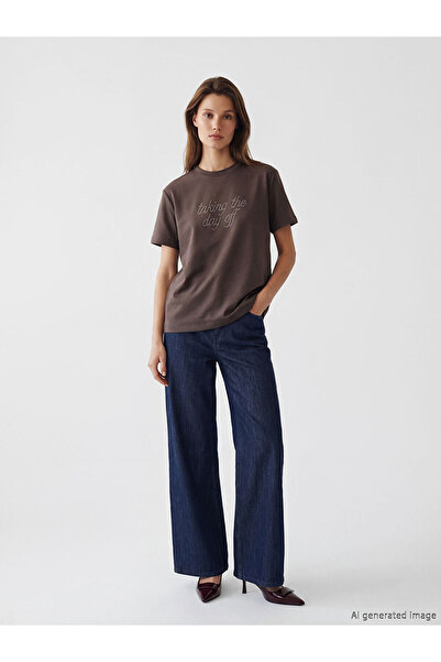 LC Waikiki YK PLUS Γυναικείο τζιν παντελόνι με ψηλή μέση και φαρδιά γραμμή