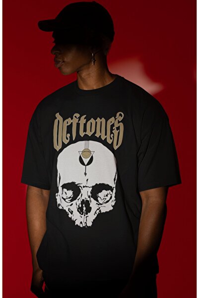 SEVBANO Tricou supradimensionat unisex cu imprimeu frontal Deftones Rock Meta...