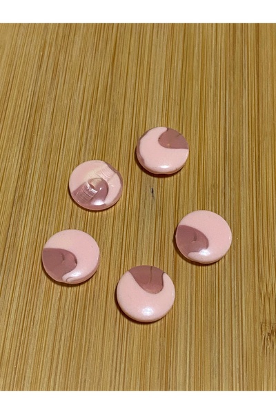 Lorin hobi Polyester Button with Wave from the Bottom 15 mm 10 Pcs Pink