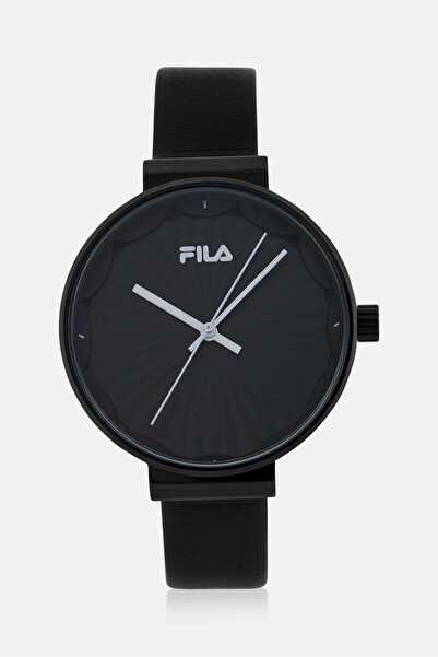 FILA Women 38-195-002 Leather Analog Watch 38 mm, Black