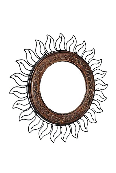Otantik Çarşı Ahşap Ferforje Oymalı Ayna 60x60 cm.