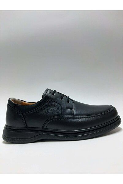 TAGY Genuine Leather Black Orthopedic Lightweight Lace-Up Comfortable Daily M...