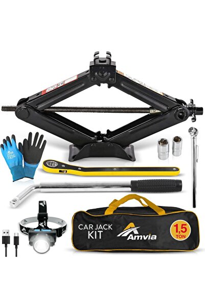 Amv Cric Auto Foarfecă 1.5 Tone AMVIA – Cu Cheie Inclusă | Ridicare Rapidă, S...
