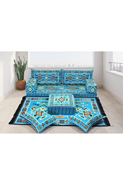 FEYZA DECOR HOME Anadolu Desen Şark Köşesi 9 Parça Minder Takımı – 10 cm Kalı...