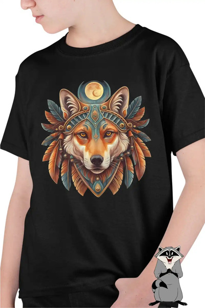 OEM Παιδικό μπλουζάκι για αγόρια: Μυστικός Λύκος Ιθαγενών Αμερικανών