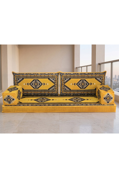 FEYZA DECOR HOME Saraylı Desenli Modern Şark Köşesi Takımı - 10 cm Kalın Süng...