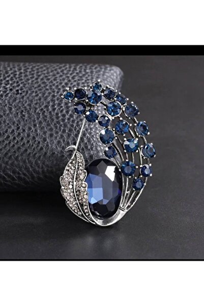 ESJ Kristal Zirkon Taş Anka Kuşu Kuyruğu Kadın Broş Ebat: 4*6 cm